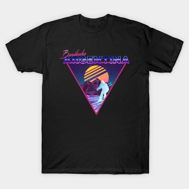 Retro Vaporwave Ski Mountain | Bariloche Argentina | Shirts, Stickers, and More! T-Shirt by KlehmInTime